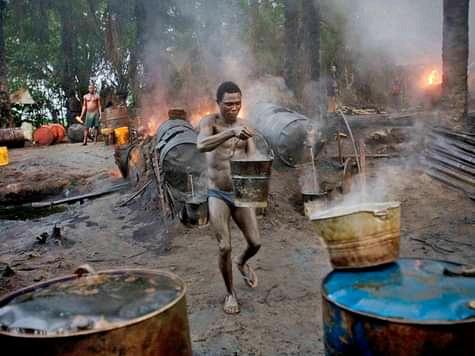 A semi-nude man involved in oil bunkering in Rivers State