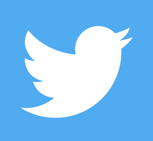 A white and blue twitter logo